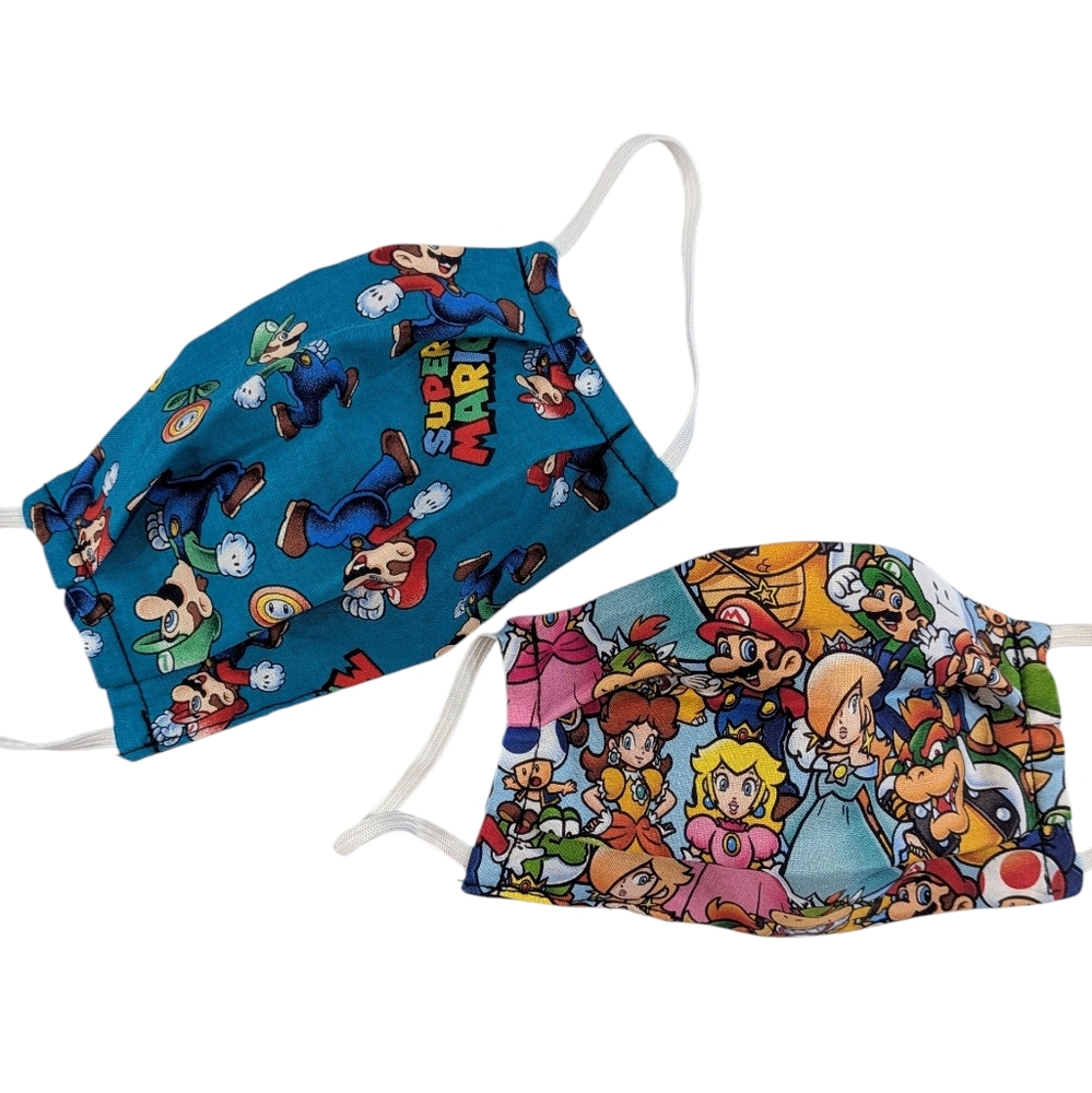 Bundle Of 2 Super Mario Handmade Kids Face Masks